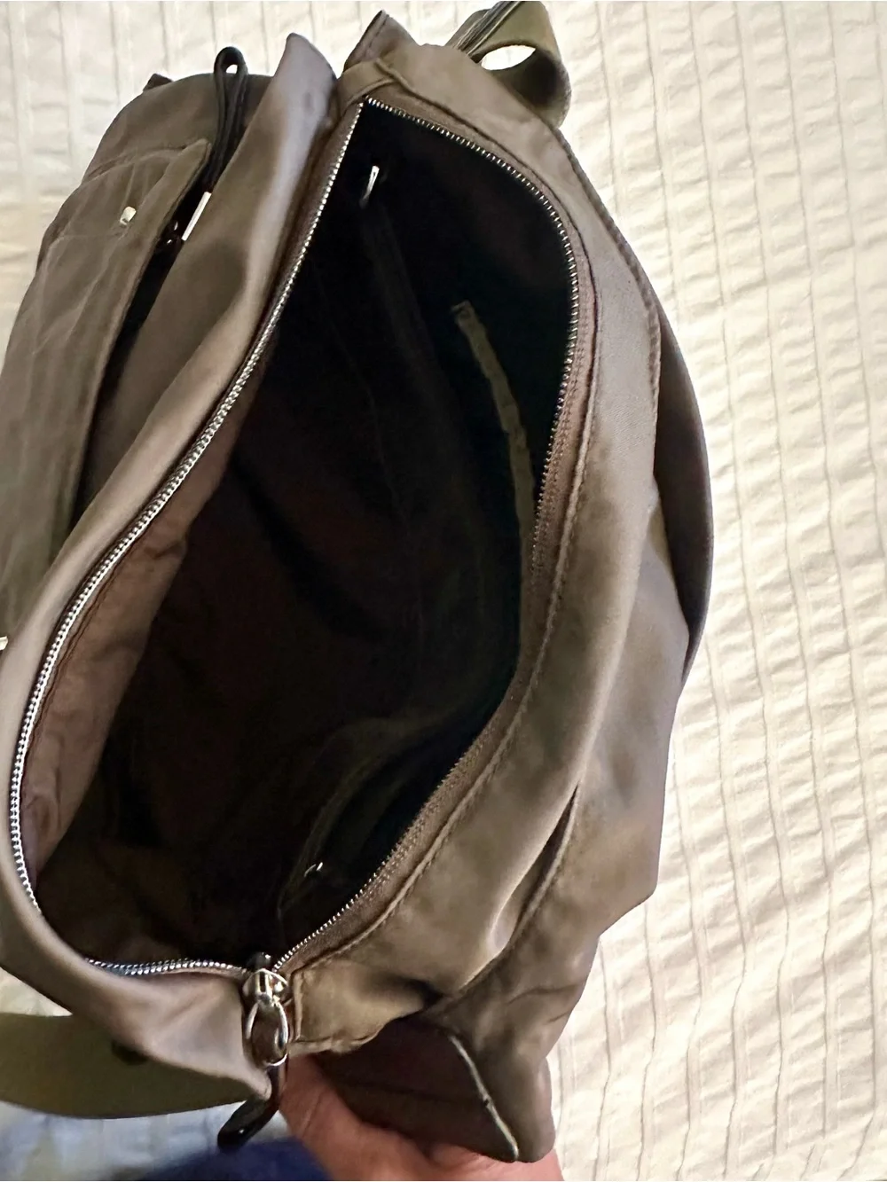 Tumi Voyageur Sumatra Crossbody Bag Mushroom Grey Brown Travel Messenger Nylon